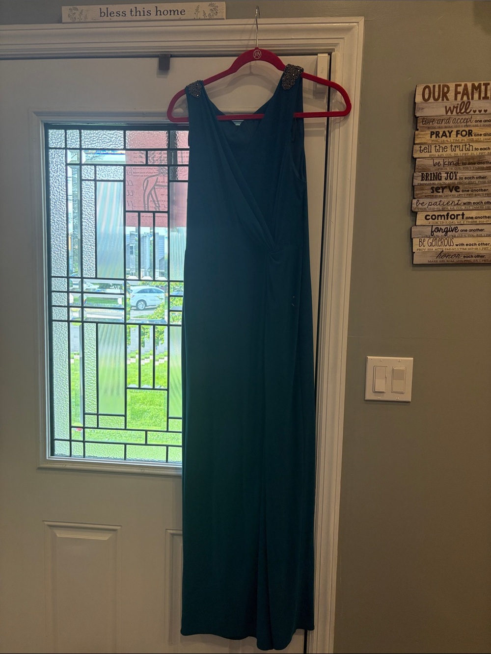 Alex Evenings Teal Blue Sleeveless Evening Dress